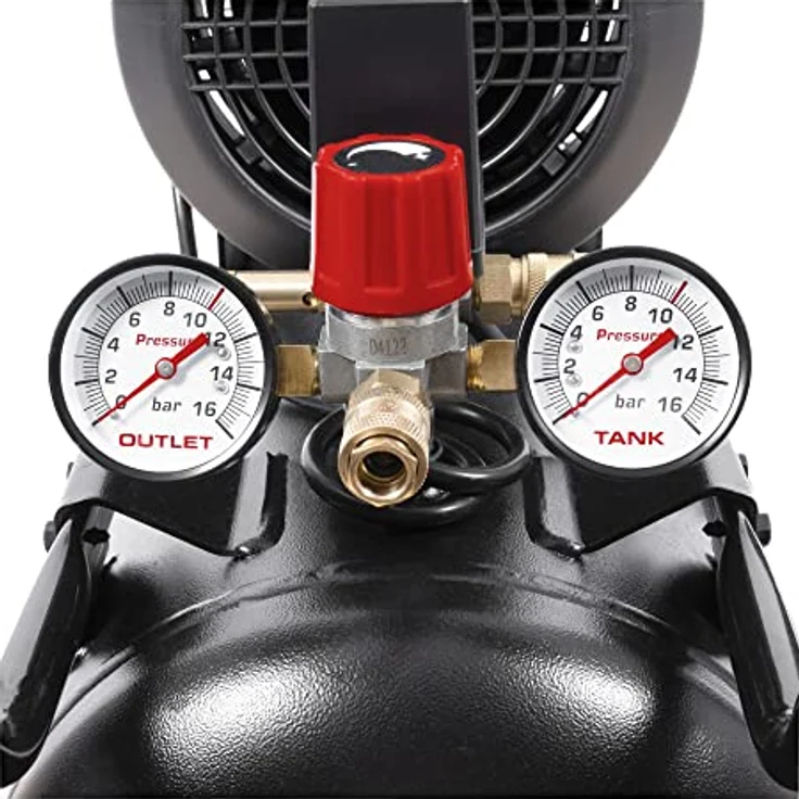 STIER Kompressor LKT 615-10-50, einstufiger Verdichter mit Ölschmierung, 2 Zylinder, einstellbarem Arbeitsdruck und vibrationsgedämpften Standfüßen – Bild 2