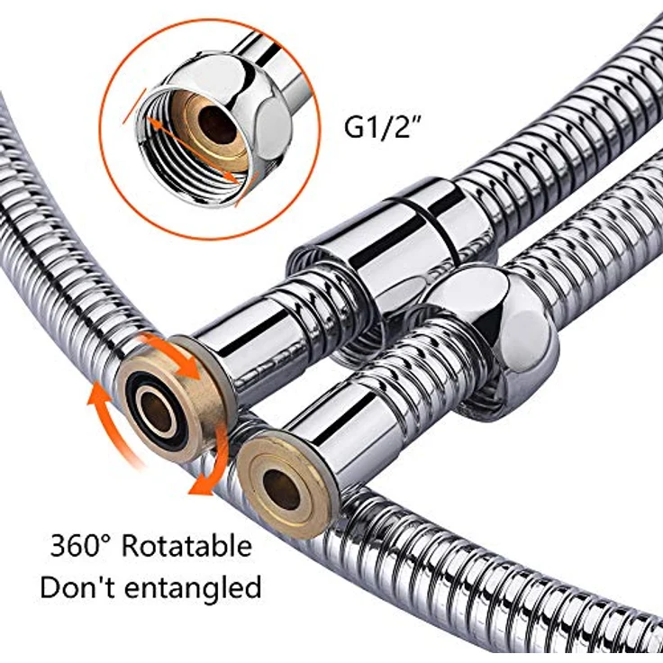 GRIFEMA G851-18 Verdrehschutz Brauseschlauch, 1.8 M, Universal Duschschlauch, Edelstahl, Silber [Exklusiv bei Amazon] – Bild 3