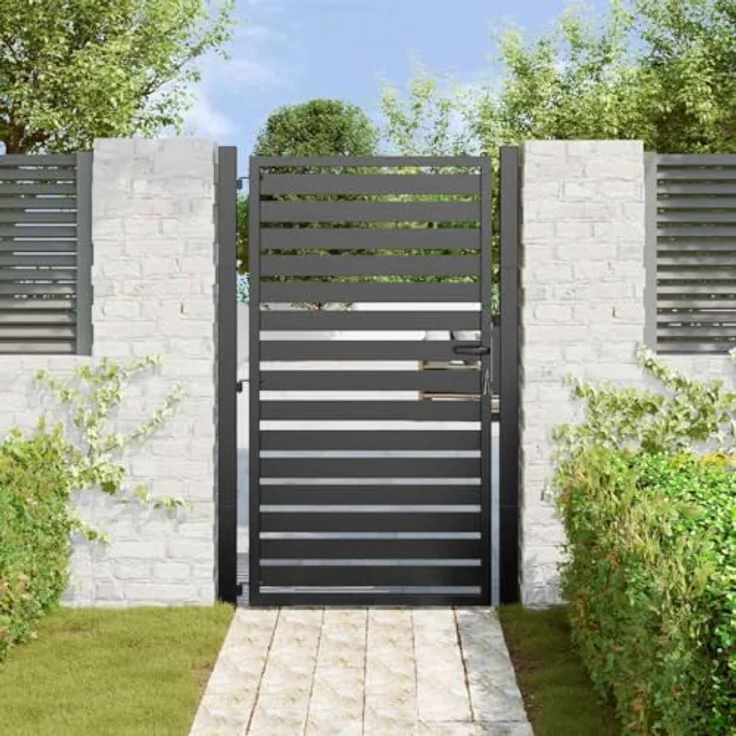 vidaXL Gartentor Aluminium, abschließbar, schwarz, 100x150 cm, pulverbeschichtet – Bild 3