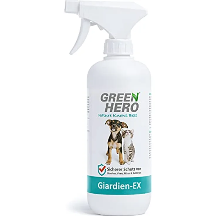 Green Hero Giardien-Ex 500ml schützt Haustiere wie Hund und Katze zuverlässig vor Giardien, Bakterien, Viren und Pilzen Spray dermatologisch getestet zur Desinfektion von Tieren und der Umgebung