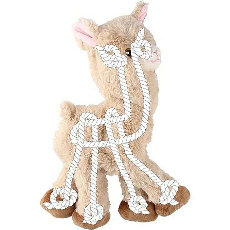 Nobby Plüschalpaka mit Seil innen, 30 cm, innovatives Tierspielzeug ohne Squeaker – Bild 2
