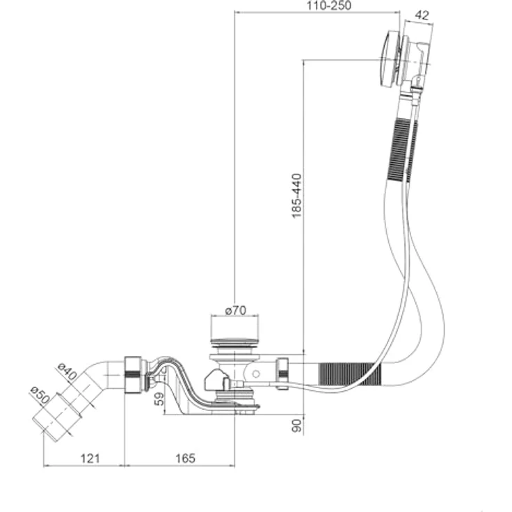Schulte Raumsparbadewanne Riva, links, Weiß Sanitäracryl, 170x75 cm, inkl. Hartschaum-Wannenträger + Ab- und Überlauf – Bild 4