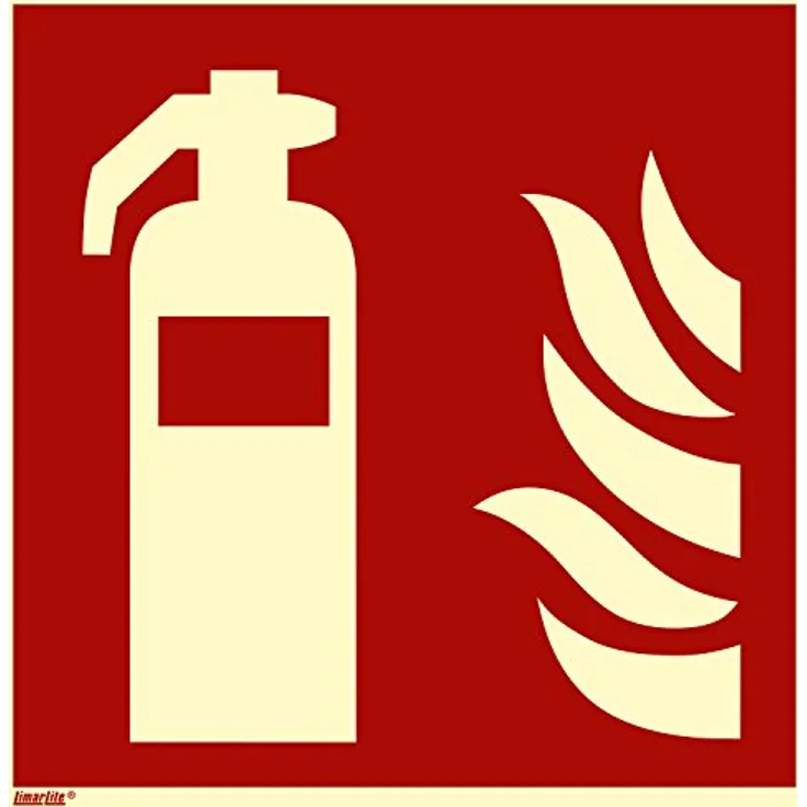 Feuerlöscher, Hart-PVC langnachleuchtend, 150 x 150 mm gemäß ASR A1.3 / ISO 7010 F001, Brandschutzzeichen Schild, 15 x 15 cm