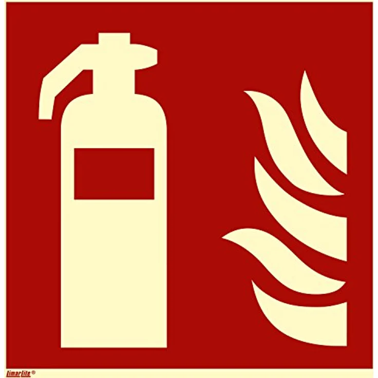 Feuerlöscher, Folie langnachleuchtend, 150 x 150 mm gemäß ISO 7010 F001, Brandschutzzeichen Aufkleber, 15 x 15 cm – Bild 1