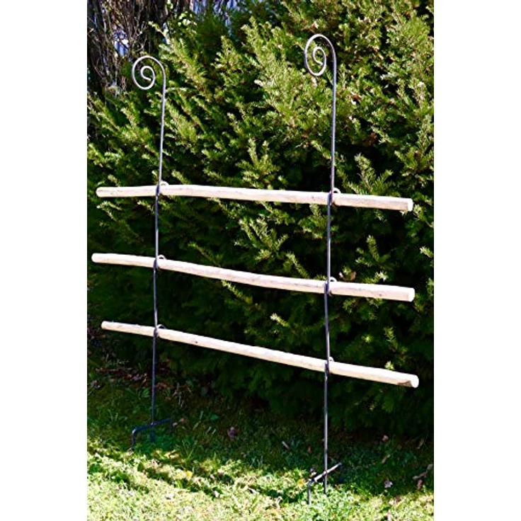 Hirsch Terracotta Rankgitter aus Holz/Metall stabil und freistehende Dekoration für den Garten in Naturrost als Rankhilfen für Kletterpflanzen Rosen Himbeeren Höhe 170 cm – Bild 1