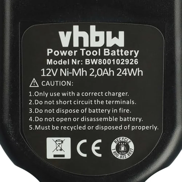vhbw Akku Ersatz für ELU EZWA60, EZWA49, EZWA61 - NiMH, 2000 mAh, 12 V, schwarz – Bild 5