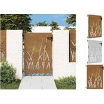 vidaXL Gartentor 85x150 cm Cortenstahl Gras-Design Abschließbar Zauntor in Rostig