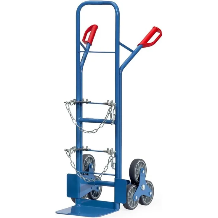 FETRA Stahlflaschen-Treppenkarre, 3-Rad-Stern mit 6 TPE-Rädern (160 x 40 mm), in brillantblau, Tragkraft 200 kg, ideal für runde Güter und Treppentransport