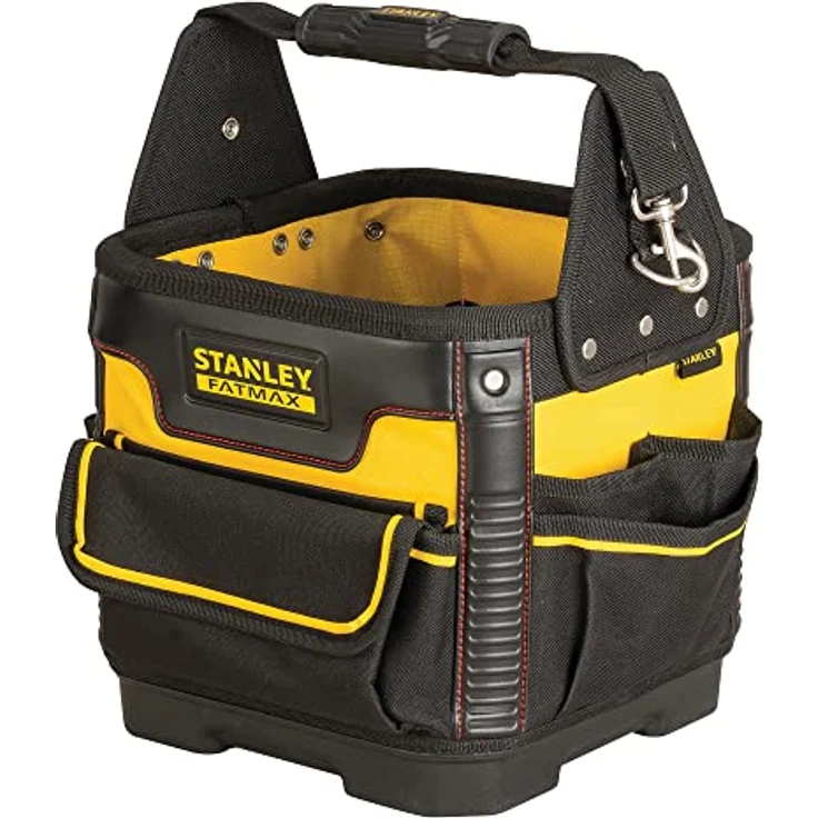 Stanley FatMax Werkzeugtasche - Transporttasche (29x29x38cm, robustes 600 Denier Nylon, ergonomischer Handgriff und Schultergurt, entnehmbare Teiler mit Gürtelclip, elastische Halterungen) 1-93-952 – Bild 2