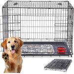 Arebos Hunde-Transportbox Hundekäfig klappbar S-XL bis 11,00 kg, Kuscheldecke, Schwarz