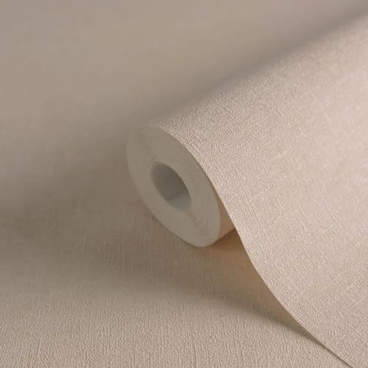 A.S. Création Smart Surfaces Vliestapete in Textiloptik, einfarbig, 10,05 m x 0,53 m, Beige-Rosa, hochwertige Materialqualität, Made in Germany, hohe Licht- und Scheuerbeständigkeit – Bild 3
