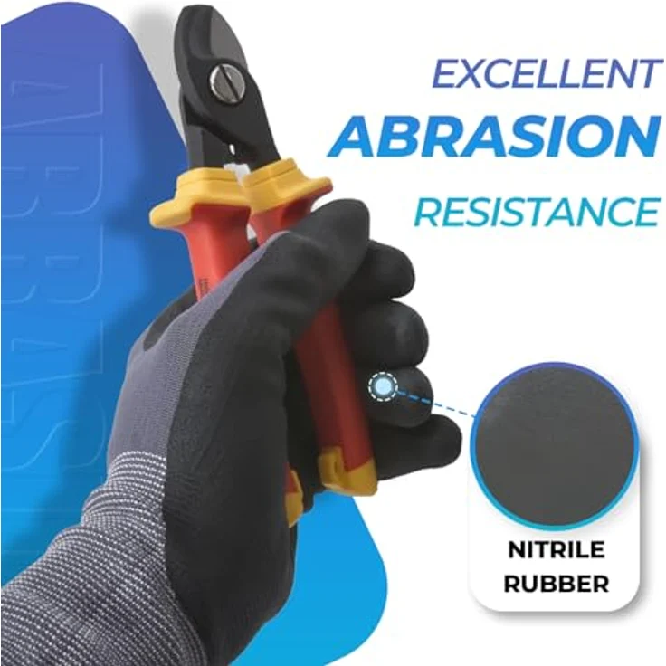 Mustbau Arbeitshandschuhe Schwarz, Nitril Beschichtet mit Touchscreen-Funktion, XL, 3 Paare für Mechaniker, Gartenarbeit und Bauarbeiten – Bild 5