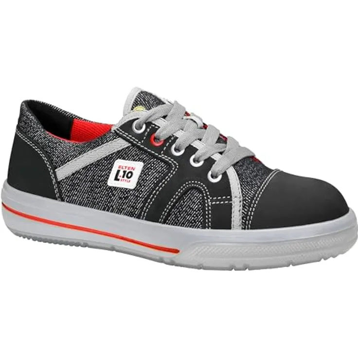 ELTEN SENSATION Lady Low ESD S2 Sicherheitsschuh, Hydrophobiertes Textilmaterial in Jeans-Optik/Hydrophobiertes Nubukleder