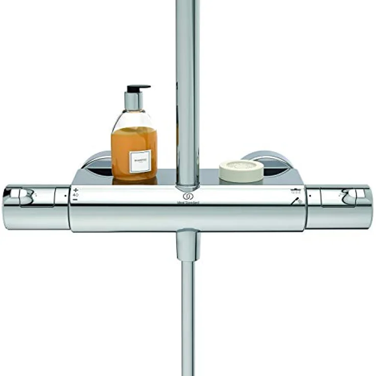 Ideal Standard A7230AA Ceratherm T50 Duschsystem, Brausethermostat mit 3-Funktions-Handbrause Ø 11 cm und Regenbrause Ø 20 cm, Chrom, 175 cm Brauseschlauch – Bild 3