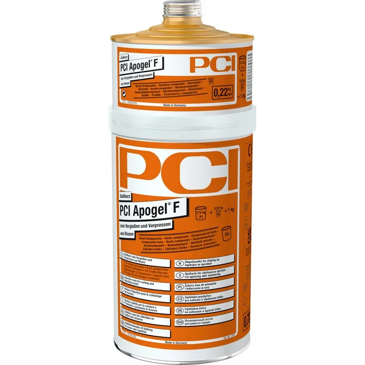 PCI Apogel® F, transparenter Gießharz-Mörtel zum Vergießen und Verpressen von Rissen, 1 kg