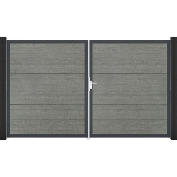 GroJa Doppeltor 'BasicLine', Gartentor DIN rechts, grau/anthrazit, 300 x 180 cm, made in Germany, hochwertige Kunststoffkonstruktion, einfache Montage