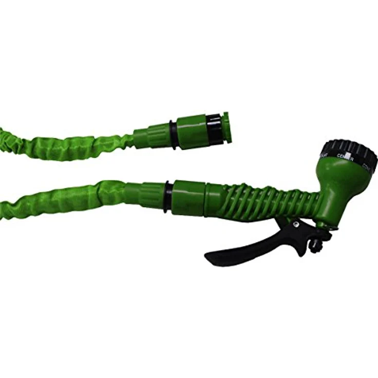 HELO Gartenschlauch 'Flexi', flexibler 30 m Wasserschlauch aus verstärktem Gewebe mit 7in1 Spritzpistole, grün – Bild 5