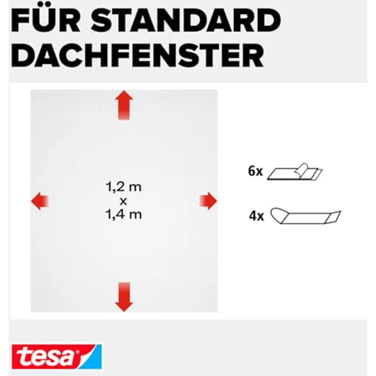 tesa Insect Stop COMFORT Fliegengitter für Dachfenster - Insektenschutz für Fenster - Fliegen Netz selbstklebend ohne Bohren - weiß (leichter sichtschutz), 120 cm x 140 cm – Bild 3