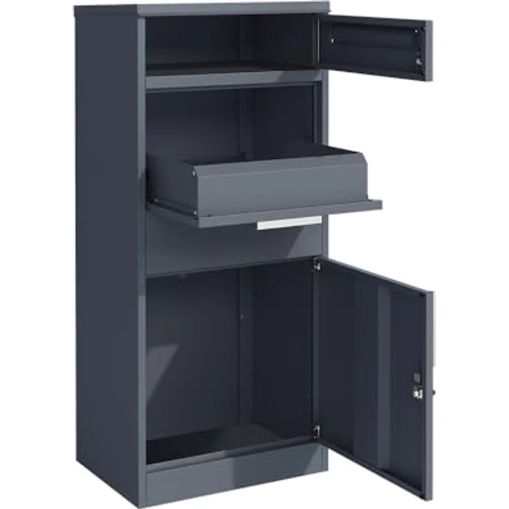 WESTMANN Stahl Paketbox Pedro | Anthrazit | 66 Liter Volumen, mit abnehmbarem Pflanzkasten – Bild 4