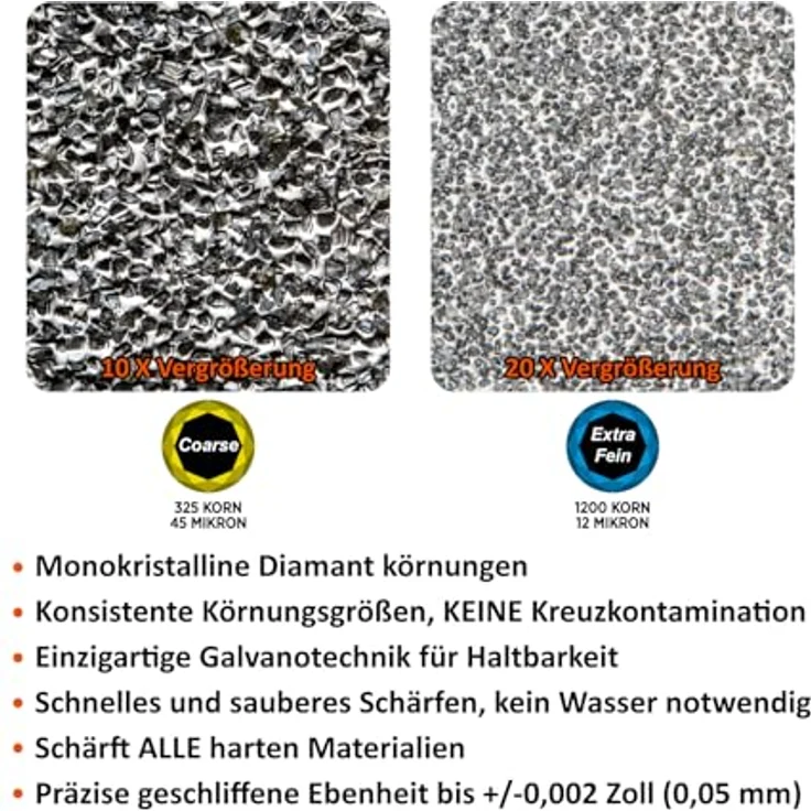 SHARPAL 162N Diamant-Schleifstein Set, Dual Körnung 325/1200 mit rutschfester Basis und Winkelführung, 20,3 cm x 7,6 cm – Bild 3