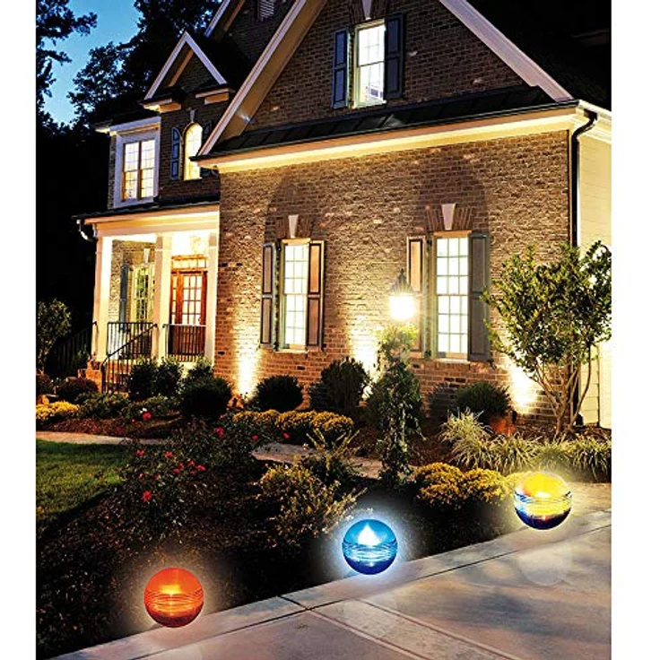 Heissner Solarkugel Set 3 Mehrfarbige LED Solar Bälle D=11,5 cm – Bild 3