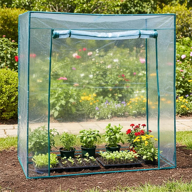 Spetebo Foliengewächshaus transparent mit Stecksystem - 170 x 80 cm, UV-beständig und wetterfest