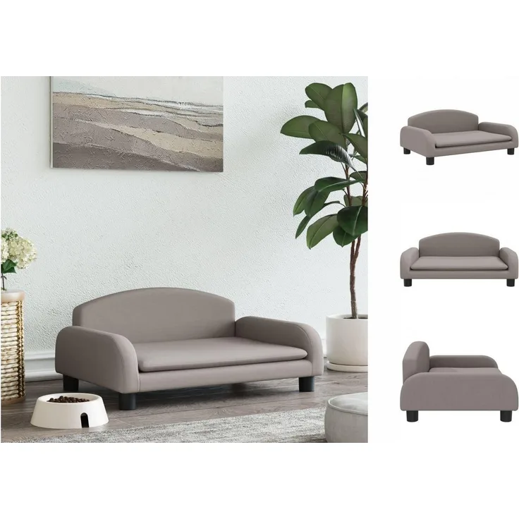 vidaXL Hundekorb Hundebett Taupe 70x45x30 cm Stoff mit massivem Kiefernholzrahmen