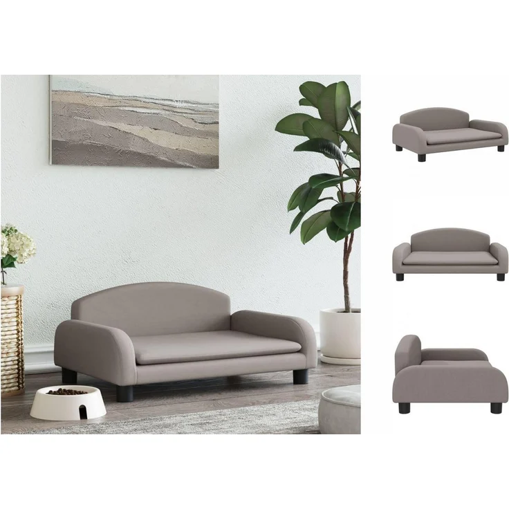vidaXL Hundekorb Hundebett Taupe 70x45x30 cm Stoff mit massivem Kiefernholzrahmen – Bild 1