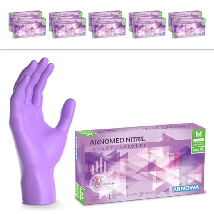 ARNOMED Einweghandschuhe Lila, 1000 Stück Nitrilhandschuhe M, puderfrei, hautfreundlich, für Pflege und Kosmetik – Bild 1