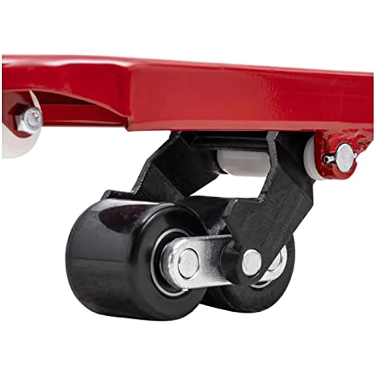 STIER Hubwagen, Gabelhubwagen mit 2500 kg Tragkraft, 800 mm Gabellänge, Nylon-Rollen, rot, wartungsfreie Handhydraulik, Lenkeinschlag 210° – Bild 3