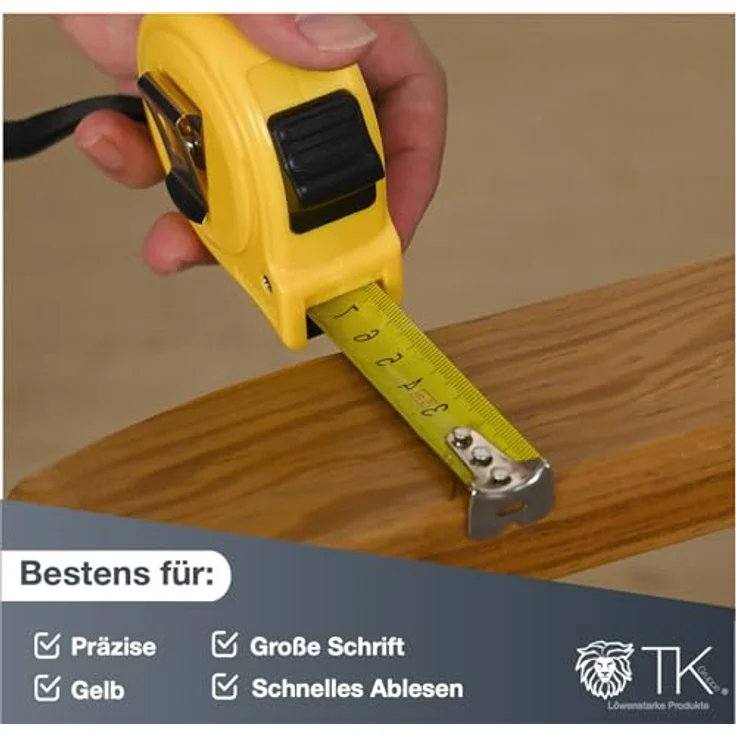 Premium Bandmaß 5 Meter mit Halterung - robustes Maßband & Bandmass zum präzisen Messen mit Feststeller - Rollmassband & Massband mit Aufrollsystem – Bild 4