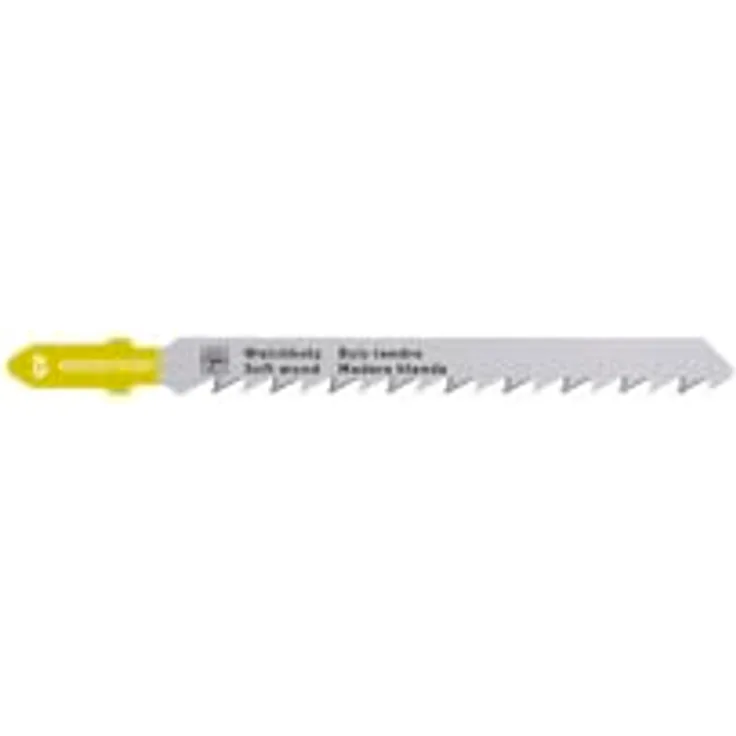 FEIN Stichsägeblatt für Holz CV 75 T4 SW SC – 5 Stück, Sägeblätter für Stichsäge F-IRON Jig 26 AS, Stichsägeblätter für verschiedene Holzwerkstoffe, Chrom-Vanadium, 6 TPI Zahnteilung, kompatibel mit Fein F-IRON Jig 26 AS