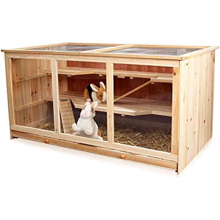 Melko Kleintierkäfig Nagervilla Hamsterkäfig Mäusekäfig aus Holz, 117 x 63 x 58 cm, inklusive 2 Rampen, 3 stöckig – Bild 1