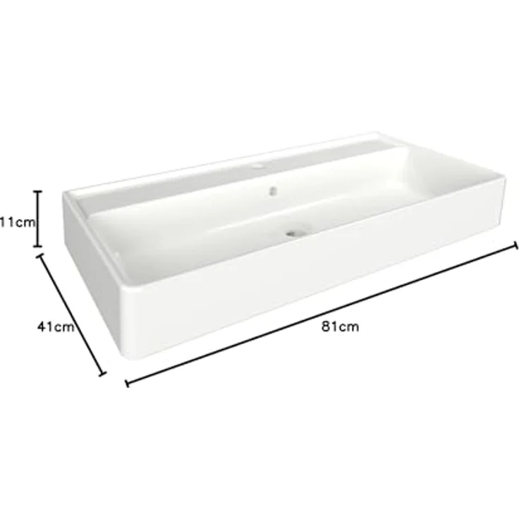 FACKELMANN VAIDA Keramik Aufsatzbecken 81cm, Gesamthöhe 142mm, weiß – Bild 3