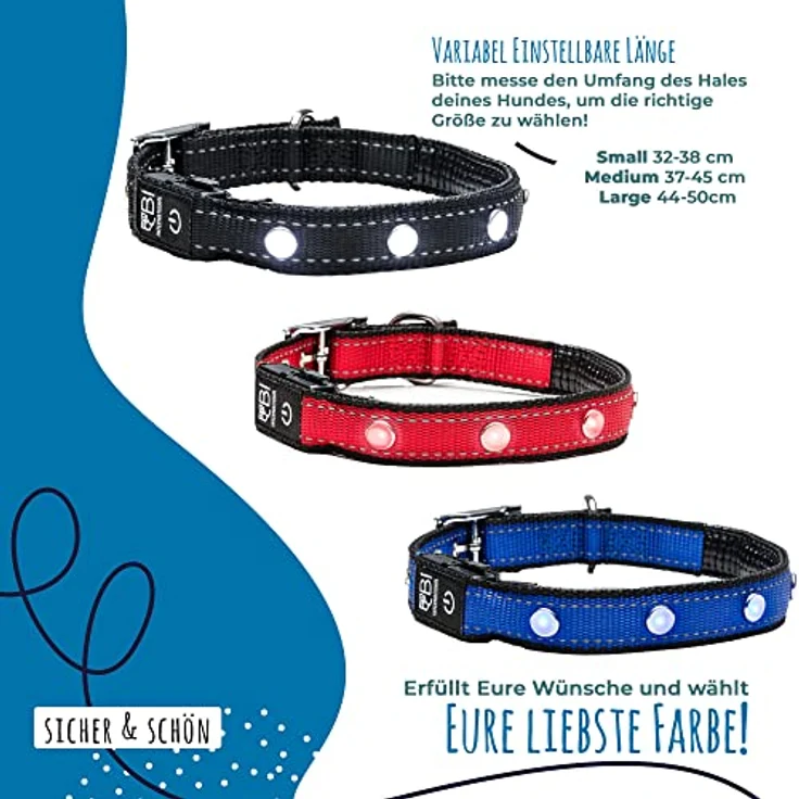 Leuchthalsband für Hunde [Das Original] Leuchtendes LED Hundehalsband zum spazieren gehen auch im Dunkeln- sehr Lange Akkulaufzeit – Sicher Dank starker Leuchtkraft – Hundehalsband Leuchtend – Bild 4