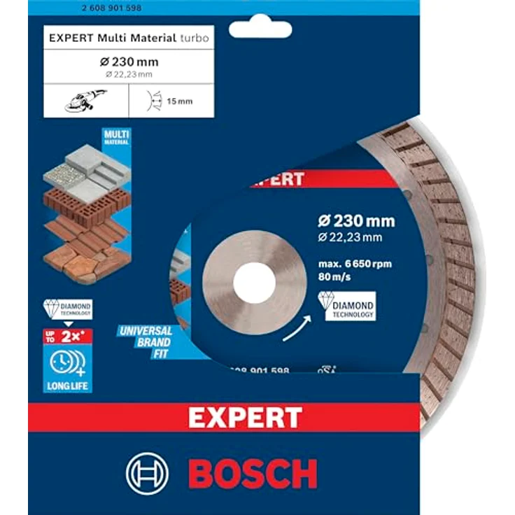 Bosch Expert MultiMaterial Diamanttrennscheiben, 230 x 22,23 x 2,4 mm, lange Lebensdauer, präzise Schnitte – Bild 2