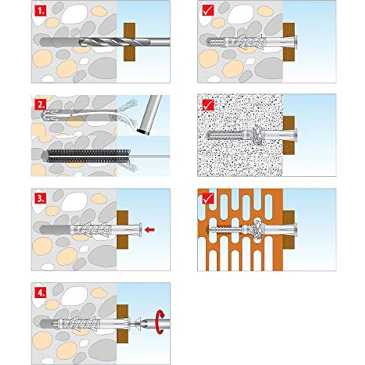 TOX Allzweckdübel mit umlegbaren Kragen Tetrafix XL 8 x 80 mm, verlängerter Schaft für Rahmen - Anwendungen, 50 Stück, 021100101 – Bild 5