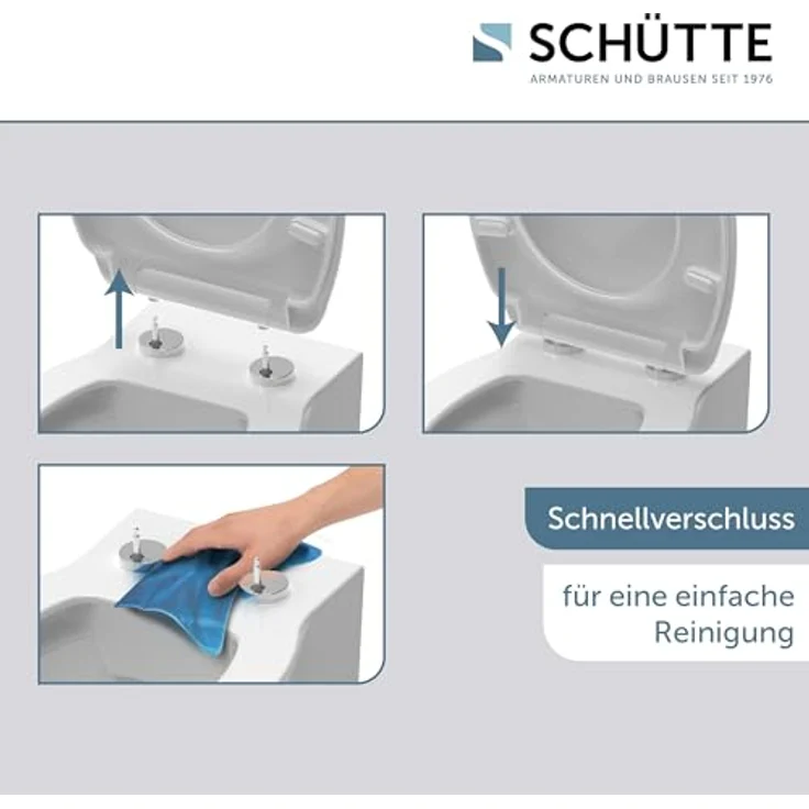 Schütte WC-Sitz D-Form Pro 2 Duroplast mit Absenkautomatik und Schnellverschluss, Weiß - Langlebig und hygienisch, perfect für Laufen Pro, Villeroy & Boch O Novo und Vitra S50 – Bild 5