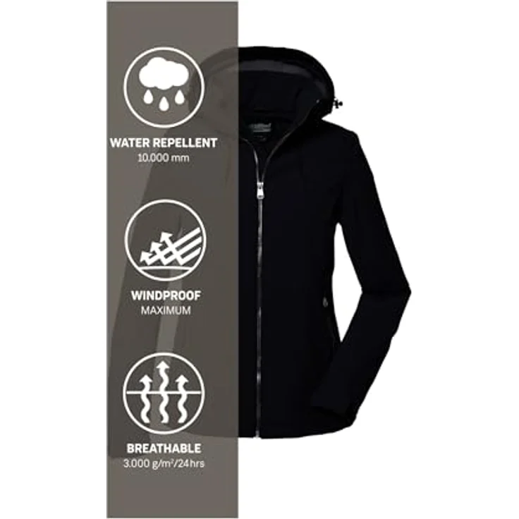 Killtec Softshelljacke Damen Softshelljacke, wasserabweisend und winddicht, schwarz – Bild 9