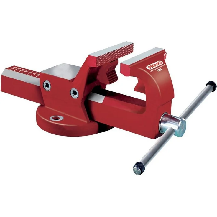 fortis Schraubstock mit Rohrspannbacken 140 mm, Parallelschraubstock aus Stahl, 200 mm Spannweite, rot – Bild 1