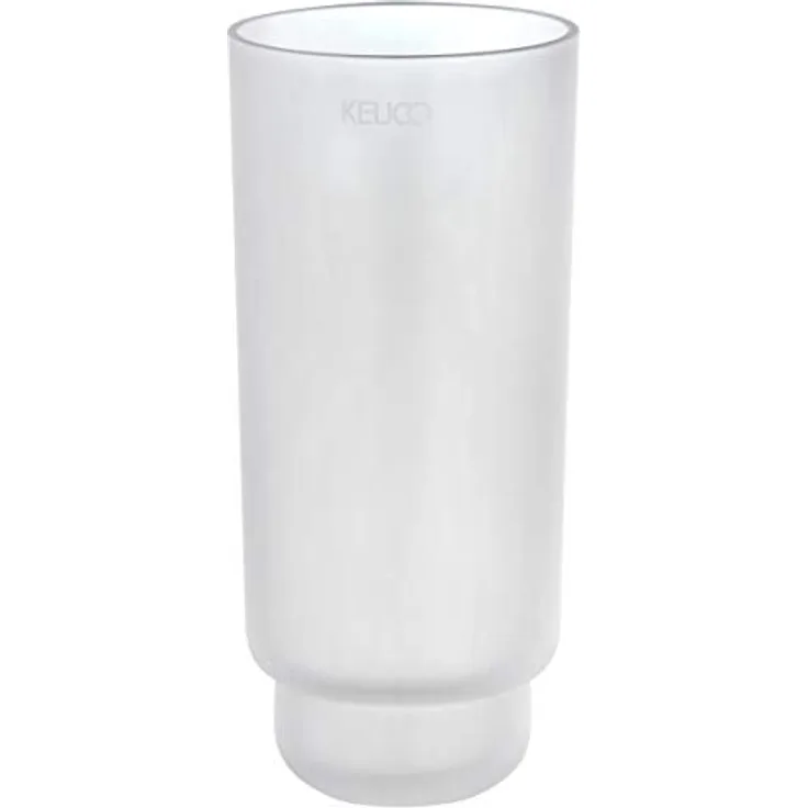 KEUCO Original Ersatz-Glas, Echt-Kristallglas weiß mattiert für Toilettenbürsten-Garnitur Edition 11, 19 cm hoch, Glas-Behälter für WC-Bürste