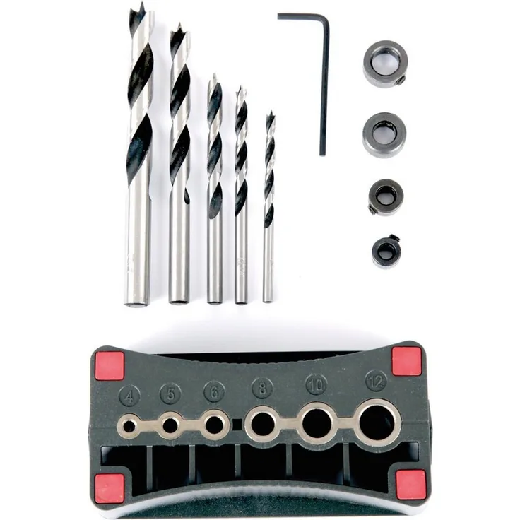 MEISTERCRAFT Bohrersatz Bohrerset, 11-tlg, Holzbohrer Set inkl. Bohrschablone - Spiralbohrer, professionelles 11-teiliges Holzspiralbohrer-Set, für Weich- und Hartholz, kompatibel mit allen Bohrmaschinen, präzise Zentrierspitze, gerades und rechtwinkliges Bohrergebnis, mit Tiefenstops (Farbe: keine Angabe)