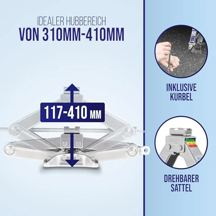 alca® X-Power 2t Scherenwagenheber für SUV & 4x4, höhenverstellbar 115–415 mm, stabil bis -50 °C, drehbarer Sattel, große Auflagefläche, Stahl, silber – Bild 7