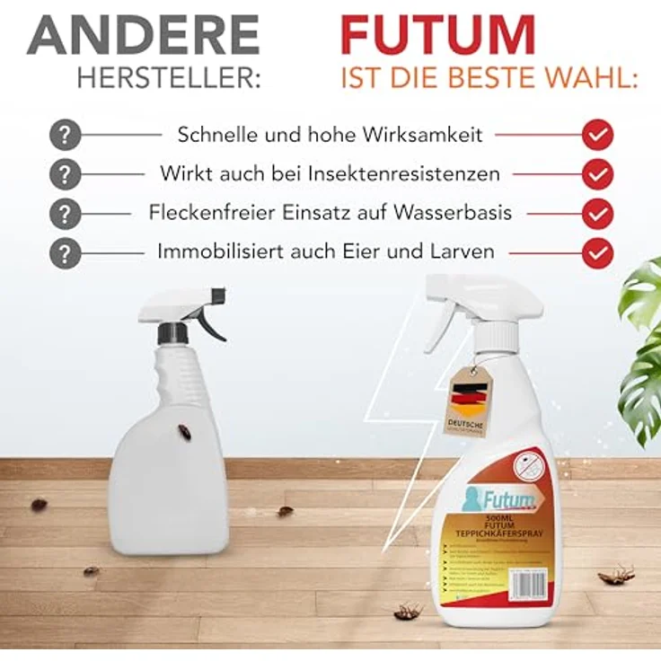 FUTUM Teppichkäferspray, biozidfreie Formel auf Wasserbasis, geruchsarm, 30 l, Käfer Abwehr – Bild 8