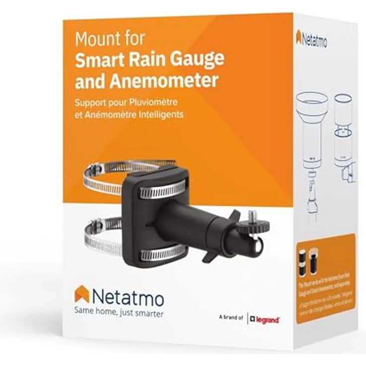 Netatmo NWM01-WW Halter, Halterung mit Standardschraube für Kameragewinde zur Befestigung von Netatmo Regenmesser oder Windmesser – Bild 8