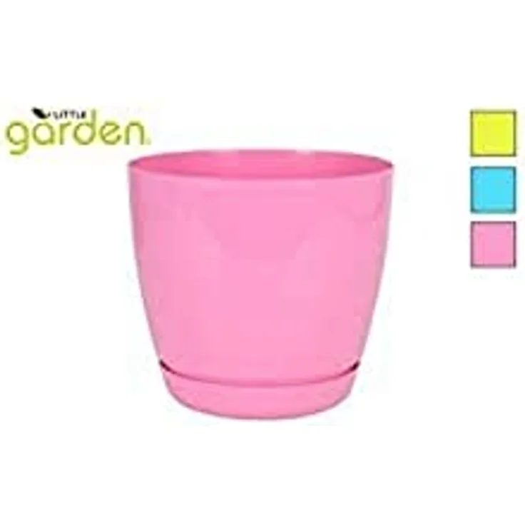Little Garden 42438 Blumentopf mit Untersetzer, 23 cm, 3 Farben sortiert