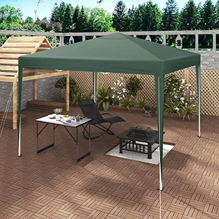 WOLTU Pavillon Pop-Up wasserdichter Faltpavillon Sonnenschutz Event Pavillon Gartenpavillon auf Terrasse Camping Festival Pagodenzelt aus Oxford Metallrahmen 3 x 3 m Grün – Bild 3