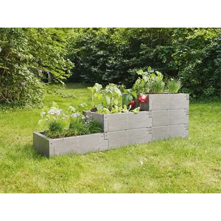 JUWEL Hochbeet Timber PFLANZTREPPE, 3-stufiges Treppenhochbeet aus witterungsbeständigem Kunststoff, 100% recycelbar, ca. 190 x 60 x 60 cm – Bild 5
