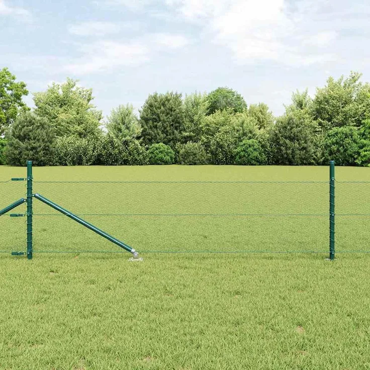 Prolenta Maison Exclusive - Sechseckzaun mit Pfosten, 100 x 0,4 m, PVC-beschichteter Stahl, grün, wetter- und korrosionsbeständig