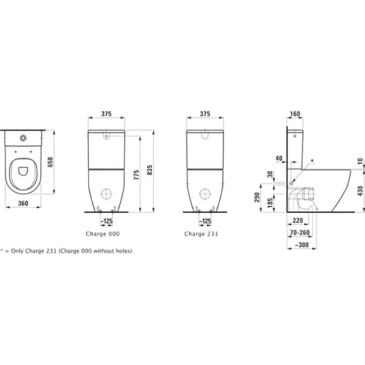 Laufen Pro Stand-WC, Tiefspüler für Aufsatz-Spülkasten, spülrandlos, Abgang senkrecht/waagerecht, 650x360x430mm, Farbe: Weiß – Bild 2